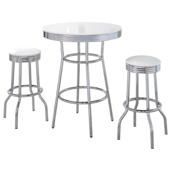 Retro - 3 Pieces Round 1950s Bistro Pub Bar Table Set - Image 13
