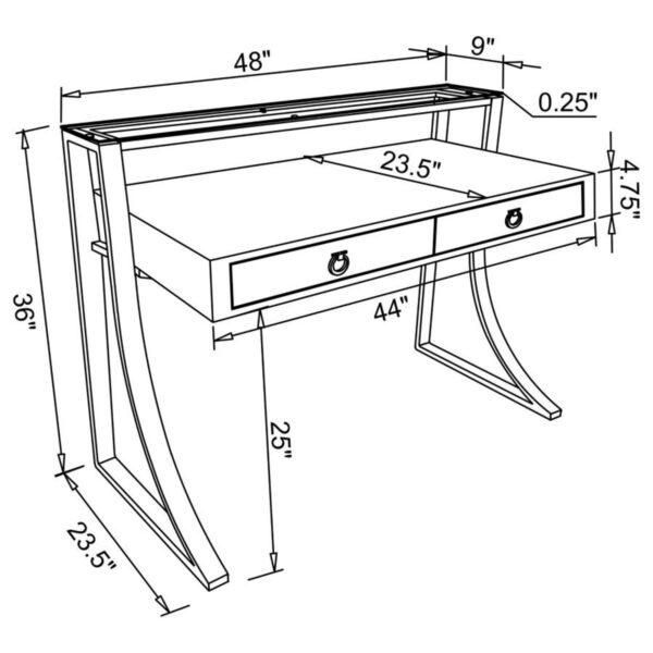 Gemma - 2-Drawer Writing Desk - White High Gloss - Image 2