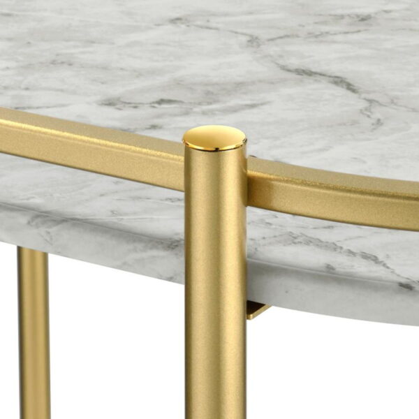Desiree - 2-Tier Faux Marble Shelf Metal Bar Cart - Image 9