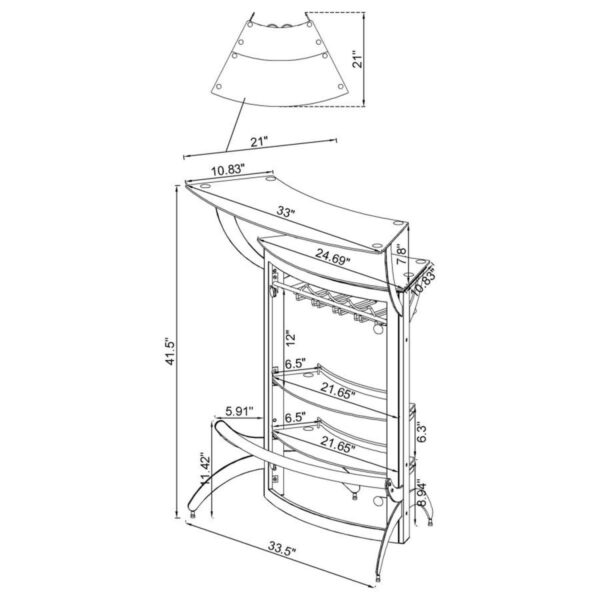 Dallas - 2-Shelf Curved Freestanding Home Bar Cabinet - Image 5