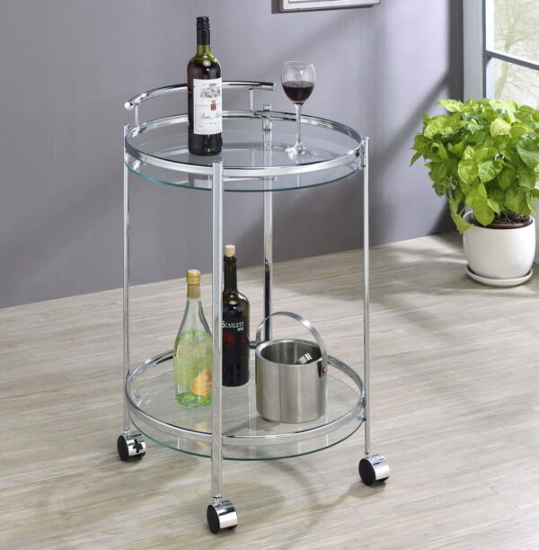 Chrissy - Round Glass Shelf Metal Bar Cart - Image 7