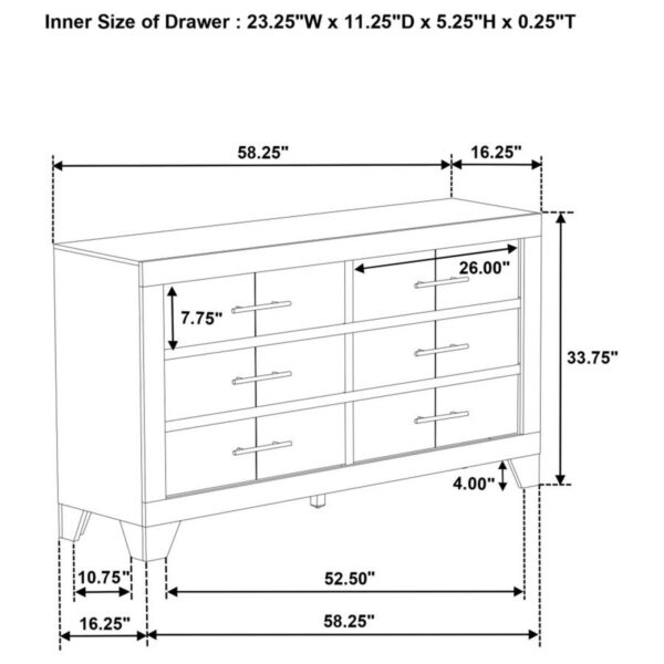 Trenton - 6-Drawer Bedroom Dresser - Rustic Cream - Image 11