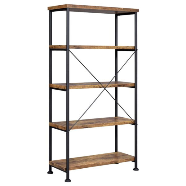 Analiese - 2 Piece Computer Desk Bookcase Set - Rustic Nutmeg - Image 4