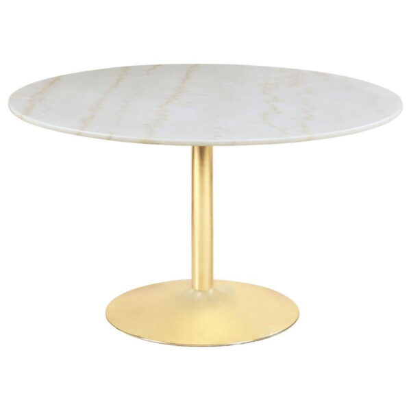 Kella - 5 Piece Round Marble Top Dining Set - Blue And Gold - Image 10