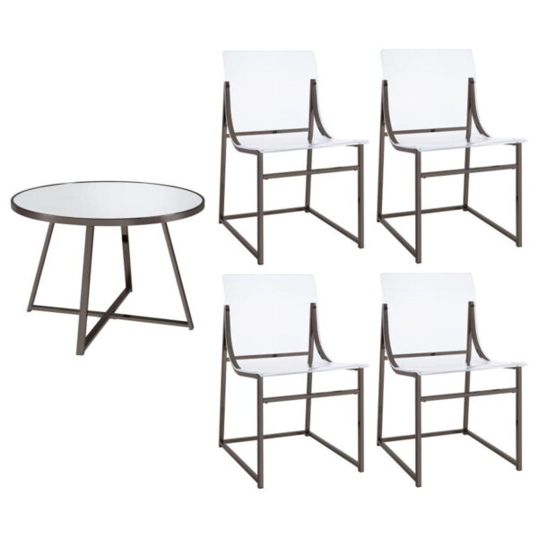 Jillian - 5 Piece Round Mirror Top Dining Set - Black Nickel - Image 8
