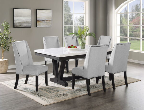 Varley - 5 Piece Round Dining Room Set - White / Gray - Image 3