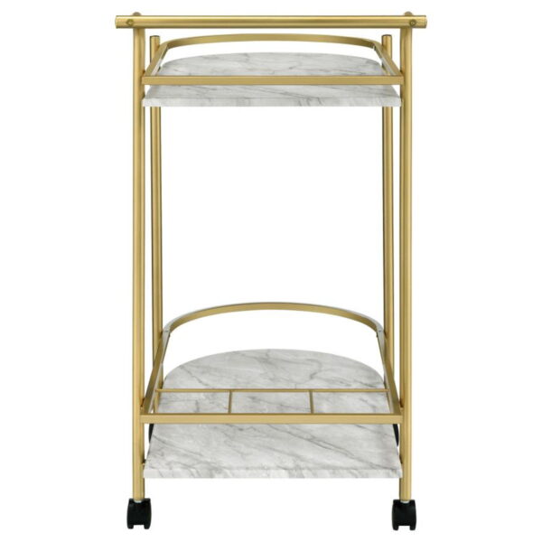 Desiree - 2-Tier Faux Marble Shelf Metal Bar Cart - Image 5