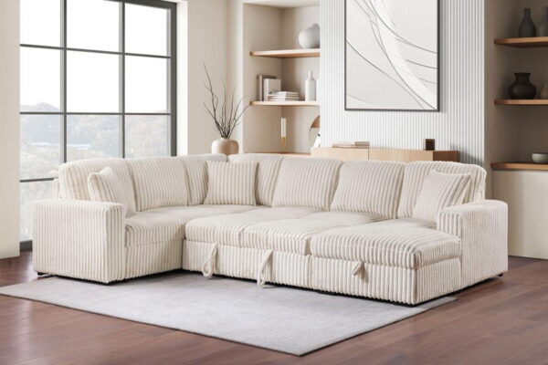 Devonshire - Sleeper Sectional Sofa Storage Chaise - Camel - Image 12