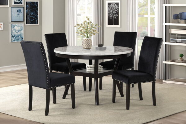 Celeste - Round Dining Table & 4 Chairs - Black - Image 3