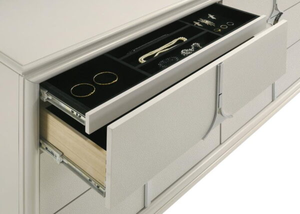 Olivia - 6-Drawer Dresser And LED Mirror - Pearl White - Image 9
