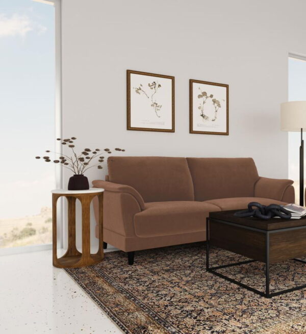 Selma - Velvet Upholstered Crescent Arm Sofa - Rust - Image 10