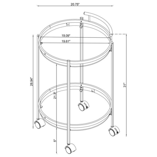 Chrissy - Round Glass Shelf Metal Bar Cart - Image 9