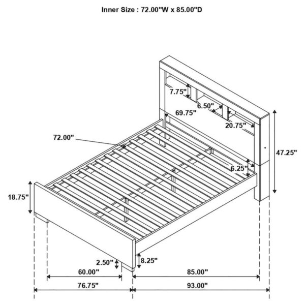 Jessica - LED Storage Bookcase Bed - Image 15