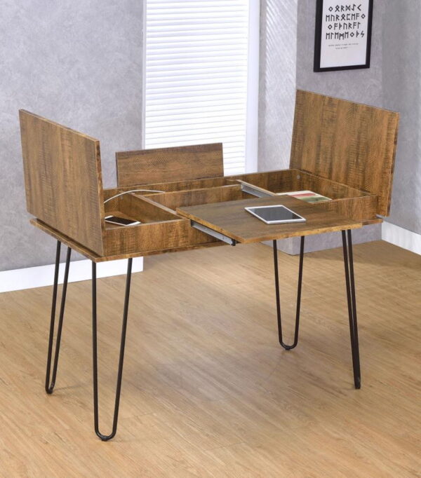 Sheeran - Writing Desk With Storage - Rustic Amber - Image 13