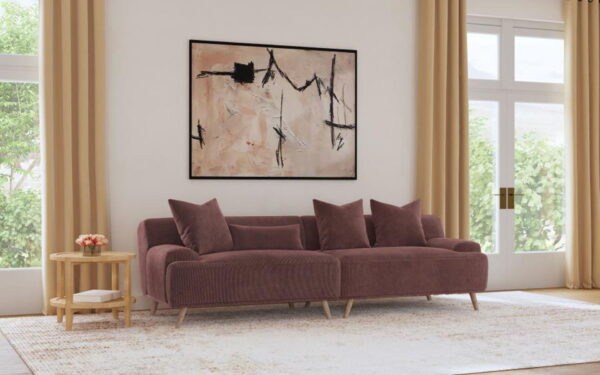Elizabeth - Corduroy Upholstered Extra Long Sofa - Wine Red - Image 10