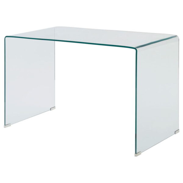 Ripley - Tempered Bent Glass Writing Desk Clear - Clear Glass - Image 5