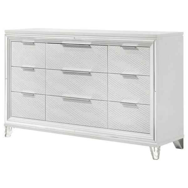 Marmore - 9-Drawer Dresser Cabinet - White - Image 6