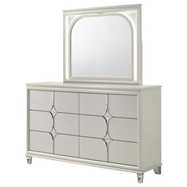 Olivia - 6-Drawer Dresser And LED Mirror - Pearl White - Image 5