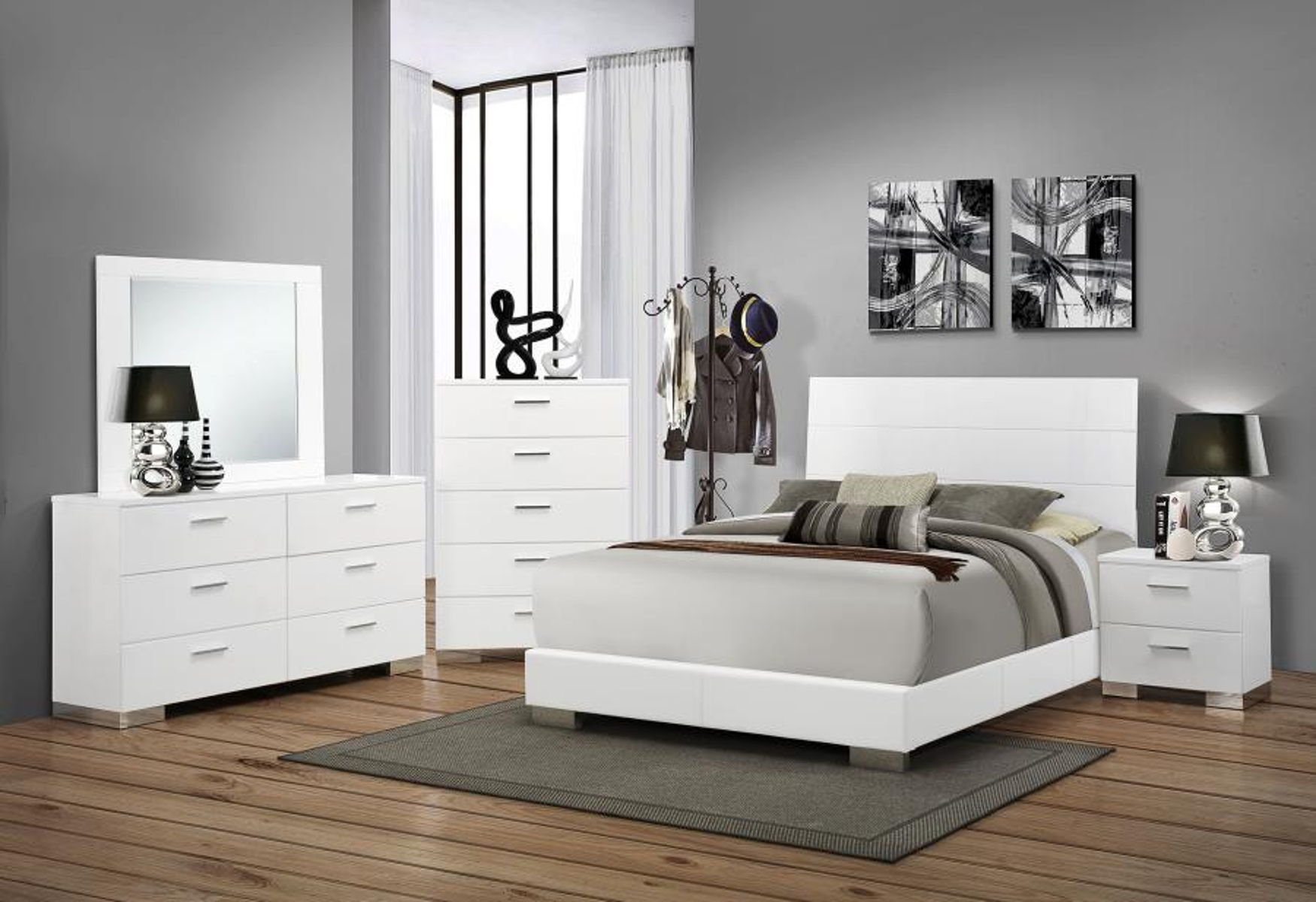 Felicity - 5-Drawer Bedroom Chest - White High Gloss - Image 13