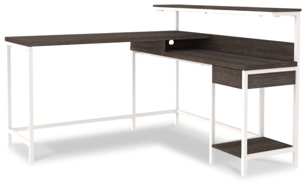 Dorrinson - White / Black / Gray - L-Desk with Storage - Image 7