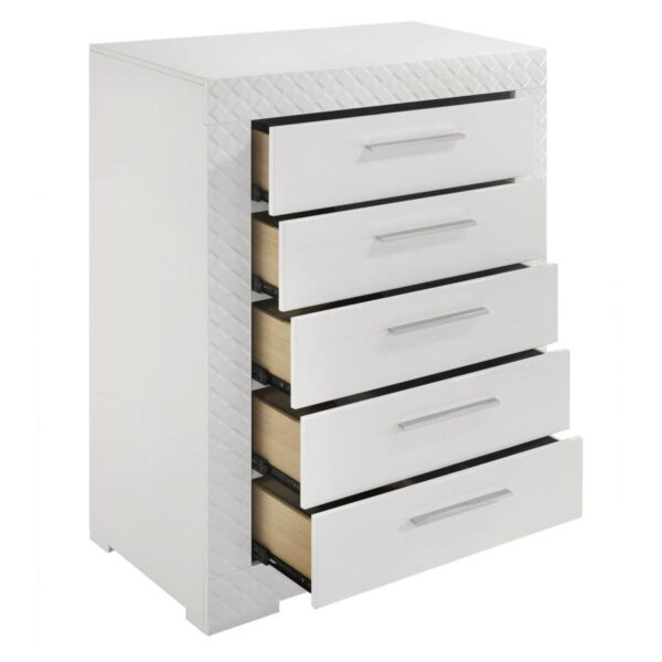 Ives - 5-Drawer Bedroom Chest Of Drawers - White High Gloss - Image 2