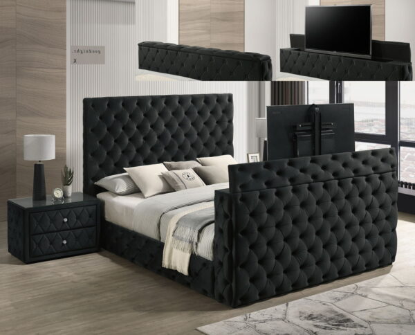 Josephine - Queen Bed With TV Lift - Black - Image 9