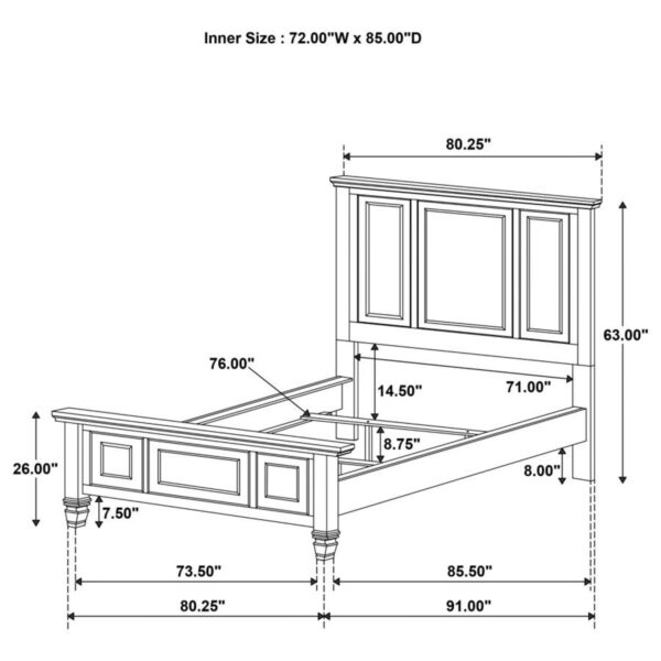 Sandy Beach - 63" Panel Bed with High Headboard - Image 21