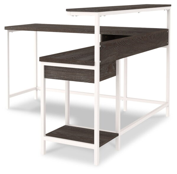 Dorrinson - White / Black / Gray - L-Desk with Storage - Image 4