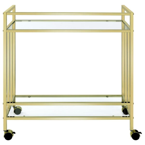 Cara - 2-tier Rectangular Glass Shelf Metal Bar Cart - Image 2