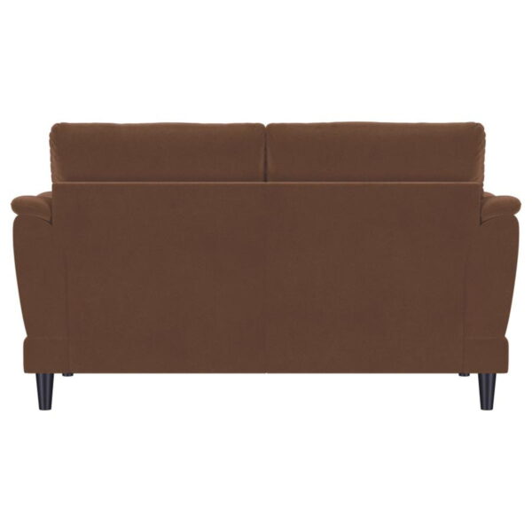 Selma - Velvet Upholstered Crescent Arm Loveseat - Rust - Image 3