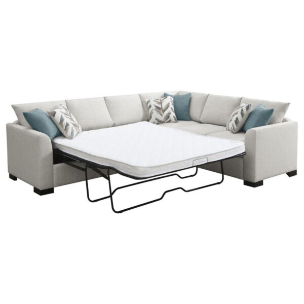 Ashford - Chenille Upholstered Sleeper Sectional Sofa - Greige - Image 15