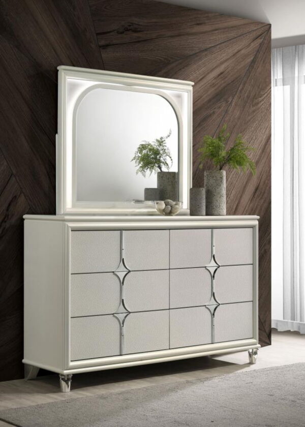 Olivia - 6-Drawer Dresser And LED Mirror - Pearl White - Image 17