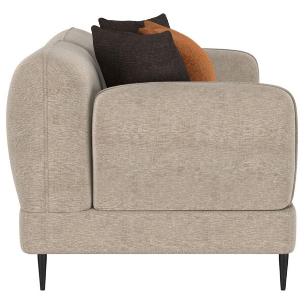 Jade - Chenille Upholstered Sculpted Track Arm Loveseat - Latte - Image 7