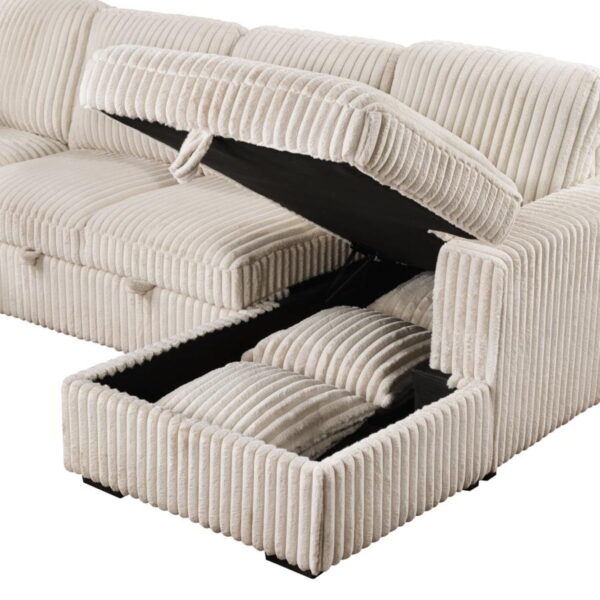 Devonshire - Sleeper Sectional Sofa Storage Chaise - Camel - Image 4