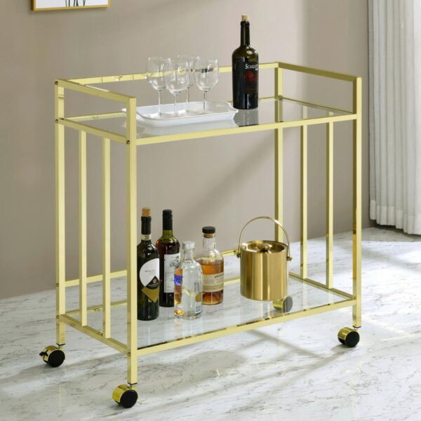 Cara - 2-tier Rectangular Glass Shelf Metal Bar Cart - Image 10