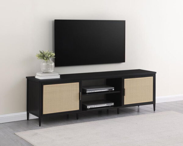 Amherst - 70" 2-Door Metal TV Stand Media Console - Black - Image 3