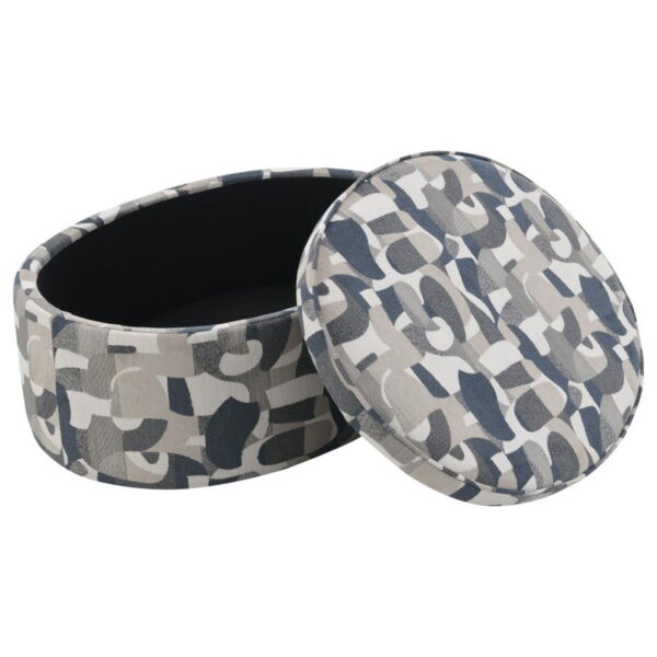 Tomkins - Oval Upholstered Storage Ottoman - Indigo Blue - Image 8