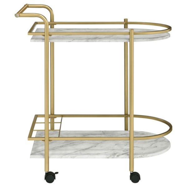 Desiree - 2-Tier Faux Marble Shelf Metal Bar Cart - Image 2