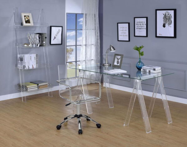 Amaturo - Glass Top Acrylic Writing Desk - Clear - Image 6