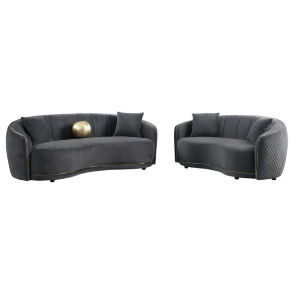 Brookside - 2 Piece Velvet Upholstered Sofa Set - Dark Gray - Image 14