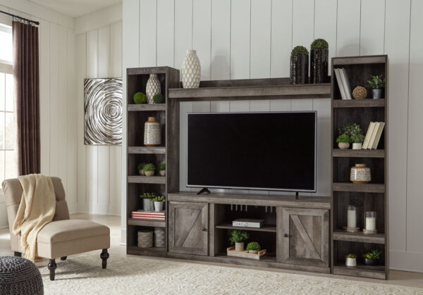 Wynnlow - Gray - 4-Piece Entertainment Center With LG TV Stand W/Fireplace Option - Image 4