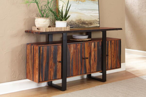 Ditman - 4 Door Solid Wood Sideboard Buffet - Gray Sheesham - Image 3