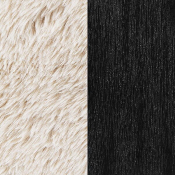 Fitzroy - Faux Fur Upholstered Chair Solid Wood Arms - Latte - Image 6