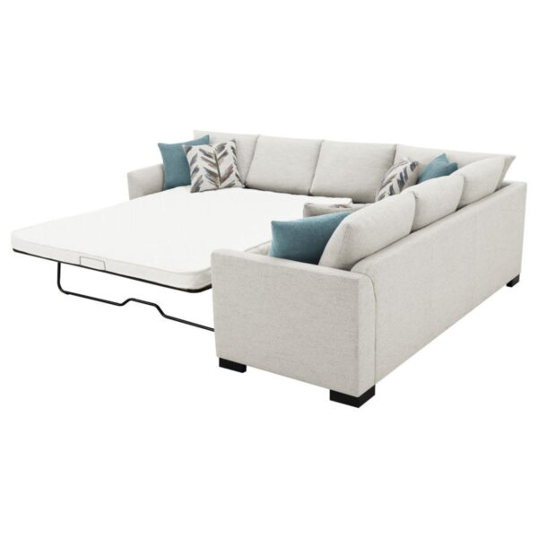 Ashford - Chenille Upholstered Sleeper Sectional Sofa - Greige - Image 7
