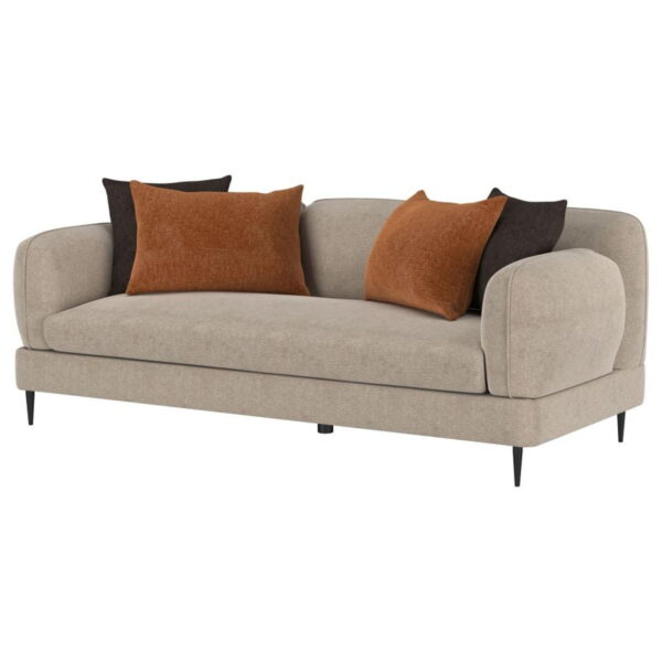 Jade - Chenille Upholstered Sculpted Track Arm Sofa - Latte - Image 2