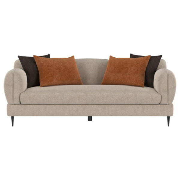 Jade - Chenille Upholstered Sculpted Track Arm Sofa - Latte - Image 3