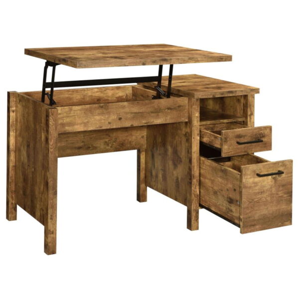 Delwin - 2-Drawer Lift Top Computer Desk - Rustic Nutmeg - Image 6