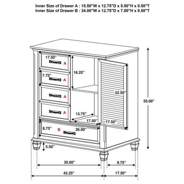 Franco - 5-Drawer Door Chest - Image 4