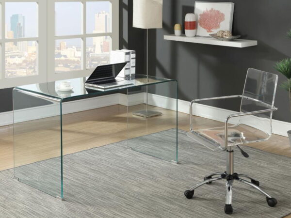 Ripley - Tempered Bent Glass Writing Desk Clear - Clear Glass - Image 3
