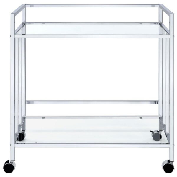 Cara - 2-tier Rectangular Glass Shelf Metal Bar Cart - Image 7